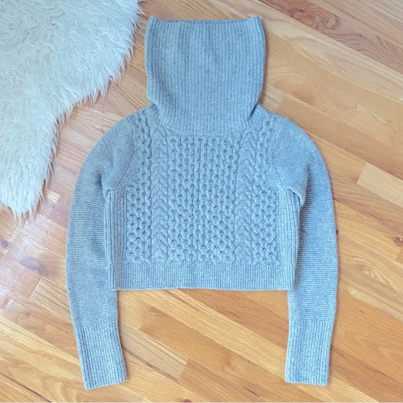 Club Monaco Angora Wool Crop Turtleneck Sweater Heather Gray Beige White - Picture 11 of 16